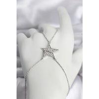 Pirinç Gümüş Renk Zirkon Taşlı Yıldız Model Kadın Şahmeran