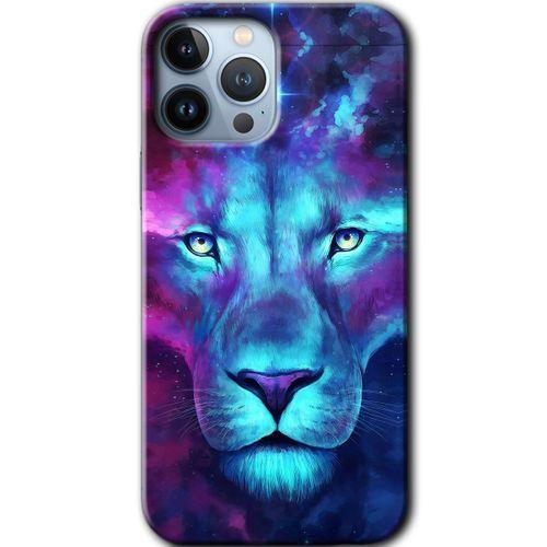 MRCİLETİSİM iPhone 13 Pro Kılıf HD Desen Baskılı Arka Kapak + Mat Kobra Cam - Neon Lion