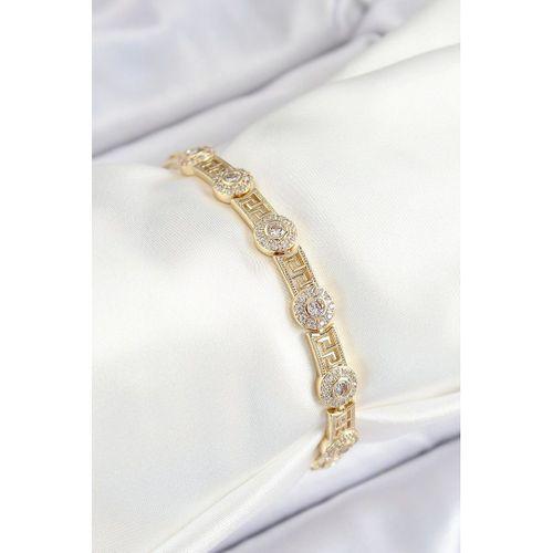 Pirinç Greg Model Zirkon Taşlı Gold Renk VİP Seri Kadın Bileklik