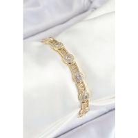 Pirinç Greg Model Zirkon Taşlı Gold Renk VİP Seri Kadın Bileklik