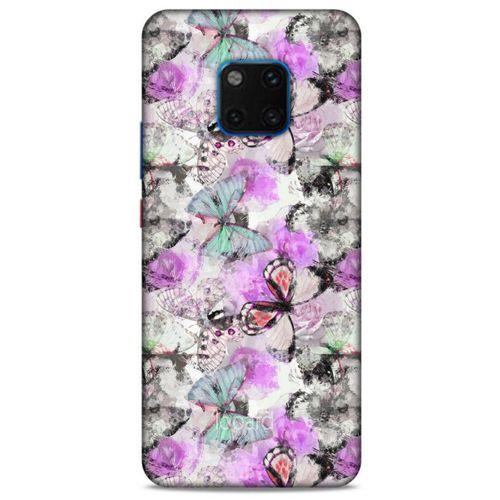 Huawei Mate 20 Pro Kılıf Kelebek Etkisi (15) Antişok Kılıf Mor Beyaz