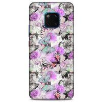Huawei Mate 20 Pro Kılıf Kelebek Etkisi (15) Antişok Kılıf Mor Beyaz
