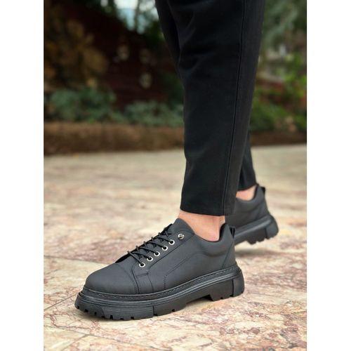 BA0245 Siyah Akıllı Lastik Bağcık Yüksek Siyah Taban Günlük Erkek Ayakkabı