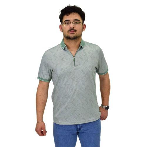 Erkek Polo Yaka Fermuarlı Merserize Jakarlı Tişört 7570 BGL-ST04536