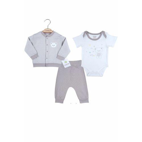 Çizgili Bear Hırkalı % 100 Pamuk Erkek Bebek Takım