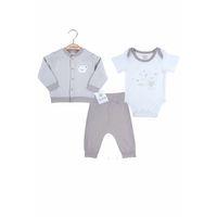 Çizgili Bear Hırkalı % 100 Pamuk Erkek Bebek Takım