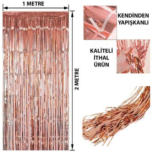 Eğitici Oyuncak Rose Gold Püsküllü Kapı Perdesi - Parti, Bekarlığa Veda, Doğum Günü 1x2 m
