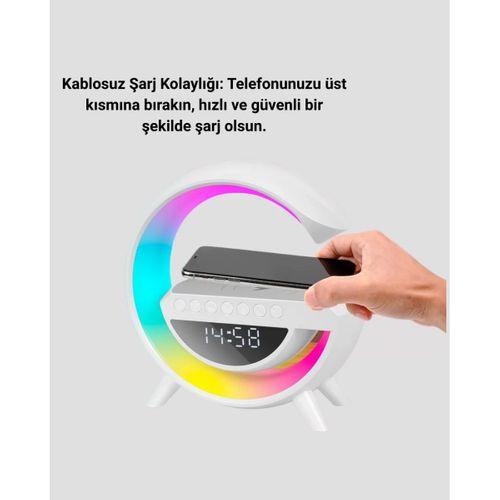 Kablosuz Şarjlı Led Masa Lambası Çalar Saat Ve Beyaz Gürültü Özellikli