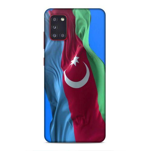 Samsung Galaxy A31 Uyumlu Kılıf Azarbaijan (6) Silikon Kılıf Dalgalanan Bayrak