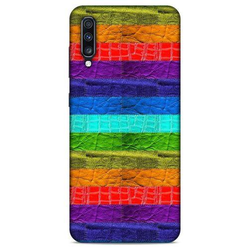 Samsung Galaxy A70s Kılıf Patchwork (38) Neo Hybrid Kılıf Yeşil Kırmızı Mor