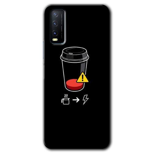 Vivo Y20 Kılıf HD Desen Baskılı Arka Kapak - Coffee Battery