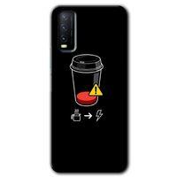 Vivo Y20 Kılıf HD Desen Baskılı Arka Kapak - Coffee Battery