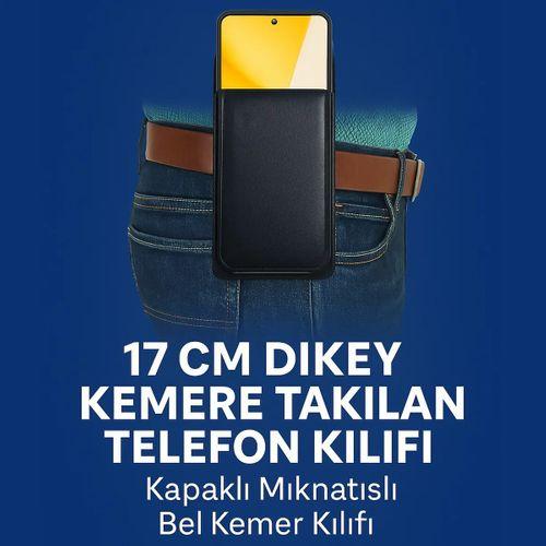 Dikey Kapaklı Mıknatıslı 17 CM Kemere Takılan Suni Deri Telefon Kılıfı (17×8 cm) MSK02