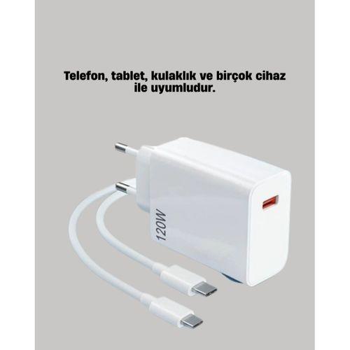 120w Güçlü Hızlı Şarj Adaptörü Ve Type-c Kablo Seti – Güvenli Şarj Teknolojisi