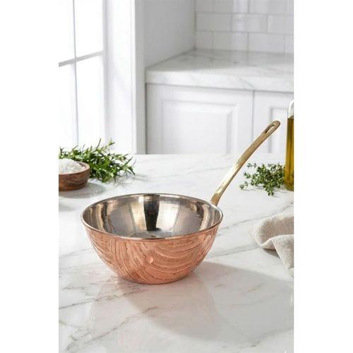 Turna Bakır Wok Tava 25 Cm Sadece Taban El Dövme Kırmızı Turna4800-1