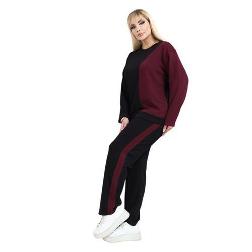 Melsay Butik Siyah Bordo Renk Bloklu Modal Kadın Eşofman Takımı