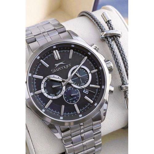 Slazenger İtalyan Tasarım Bileklik Hediyeli 2 Yıl Garantili 10 Atm Çelik Erkek Kol Saat ESL.2567.04