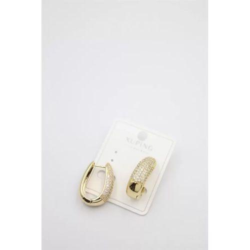 Taşlı Halka Küpe - Altın