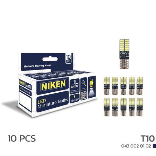 Niken LED Ampul T10 Canbus Park Ledi 24 Ledli 6500K Beyaz 12V-24V 10'lu Paket