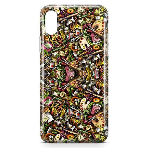 Apple iPhone X Kılıf Ressam Doodle Arka Kapak Koruma Desenli Full Koruyucu