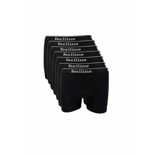 7 adet Feelline Siyah Pamuklu Doğal Likralı Erkek Boxer