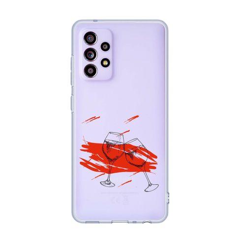 Galaxy A73 5G Uyumlu Spilled Wine Desenli Premium Şeffaf Silikonlu Telefon Kılıfı