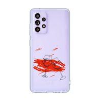 Galaxy A73 5G Uyumlu Spilled Wine Desenli Premium Şeffaf Silikonlu Telefon Kılıfı