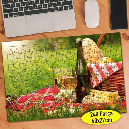 Yeşil Çimenler Üstünde Piknik Sepeti 240 Parça Puzzle Yapboz-088