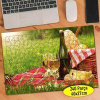 Yeşil Çimenler Üstünde Piknik Sepeti 240 Parça Puzzle Yapboz-088