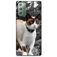 Lopard Samsung Galaxy Note 20 Uyumlu Kılıf Kediler (43) Thin Fit Kılıf Beyaz Kedi