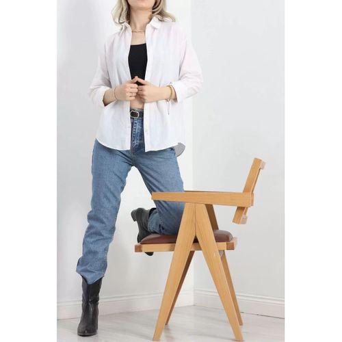 pilelistore Oversize Terikoton Gömlek Beyaz1