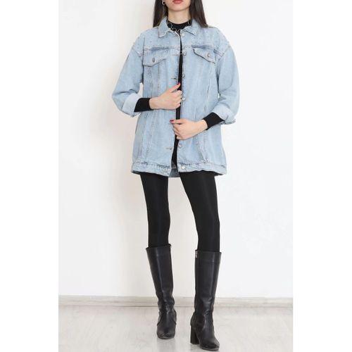 pilelistore Taşlı Kot Ceket Açıkmavi