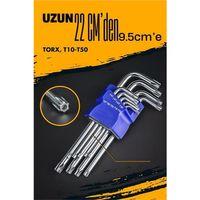 Modacar Uzun Torx Anahtar Seti Yıldız Alyan Seti - Torx Allen Anahtarı 9 Parça