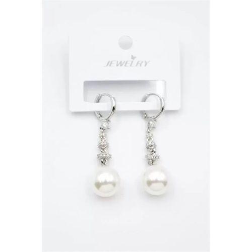 Taşlı İnci Küpe - Gümüş