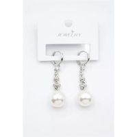 Taşlı İnci Küpe - Gümüş