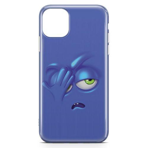 Apple iPhone 11 Pro Max Kılıf Mutsuz Mavi Arka Kapak Koruma Desenli Full Koruyucu