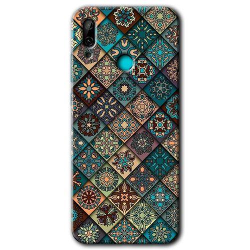 MRCİLETİSİM Huawei P smart 2019 Kılıf HD Desen Baskılı Arka Kapak + Temperli Cam - Mandala Desen