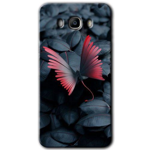 MRCİLETİSİM MRCİLETİSİM Samsung Galaxy J7 2016 Kılıf HD Desen Baskılı Arka Kapak + Temperli Cam - Dark Butterfly