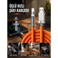 3 İn 1 Süper Hızlı Şarj Kablosu Android Ve İos Uyumlu Silikon Şarj Kablosu
