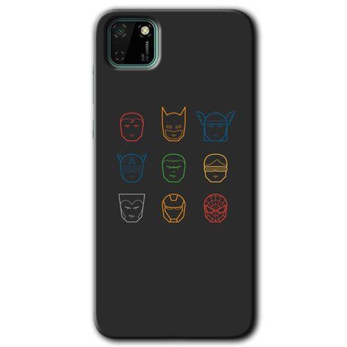 MRCİLETİSİM Huawei Y5P Kılıf HD Desen Baskılı Arka Kapak + Temperli Cam - Avengers Minimalism