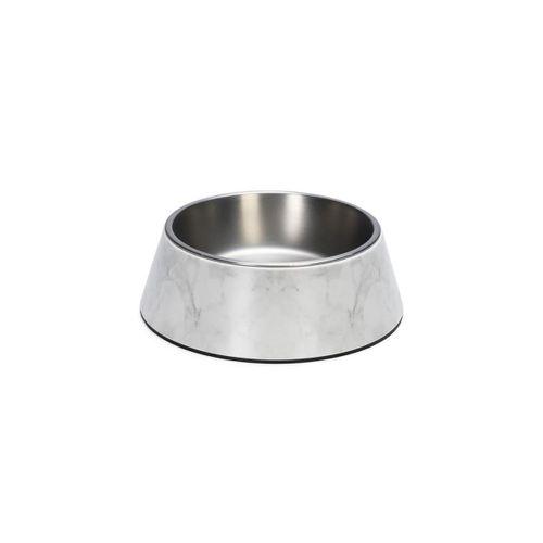Beeztees DBL Köpek Mama Su Kabı, Mat Paslanmaz Çelik, Beyaz Mermer Görünümlü, 22cm, 700ml
