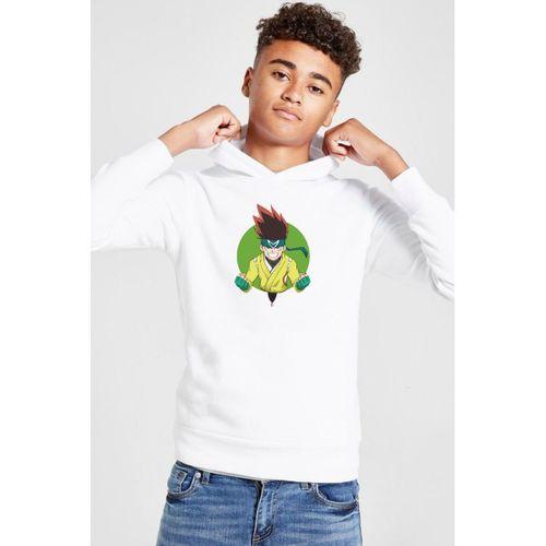 Beyblade Arman Kusaba Beyaz Çocuk 3ip Kapşonlu  Sweatshirt