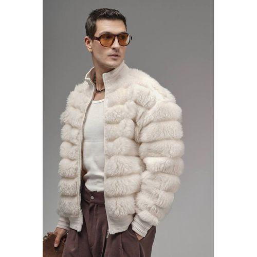 Oversize Fermuar Kapamalı Dik Yaka Astarsız Peluş Ceket