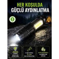 4 Modlu Usb Şarjlı Led El Feneri Kamp Ve Outdoor