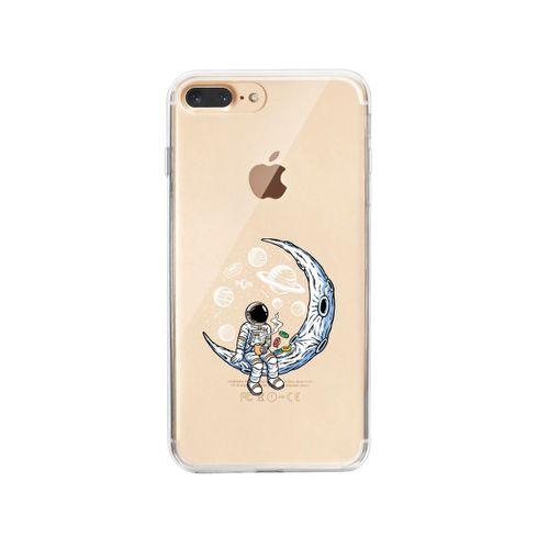 iPhone 8 Plus Astronot Tasarımlı Premium Şeffaf Silikon Kılıf