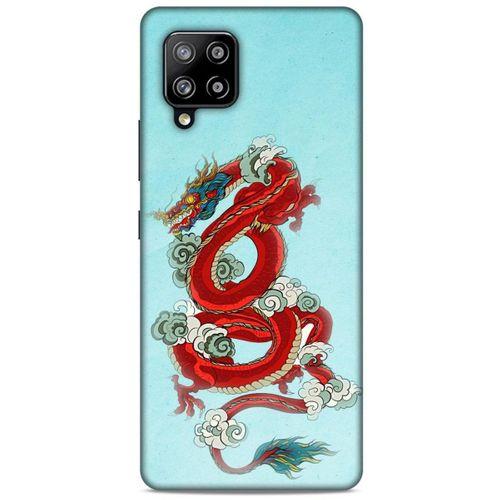 Samsung Galaxy A12 Kılıf Dragons (22) Tam Koruma Kılıfı Ejderha Dövme Kırmızı