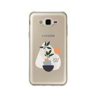 Samsung J7 Bitki Art Tasarımlı Premium Şeffaf Silikon Kılıf