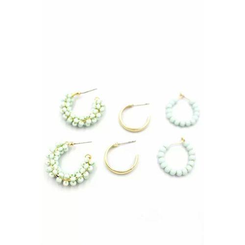 Boncuklu Küpe Seti - Yeşil