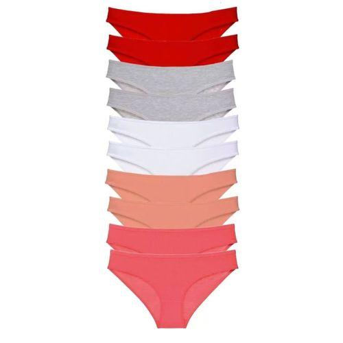 10 Adet Süper Eko Set Likralı Kadın Slip Külot Kırmızı Gri Beyaz Pudra Fuşya