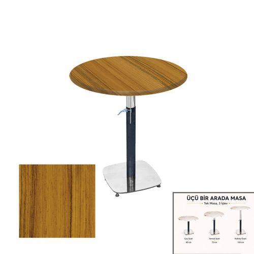 Dockers Üçüz Masa Ayarlanabilir 70 cm Yuvarlak - (Werzalit, Wermodin ve Allzalit Tabla) - Real Teak